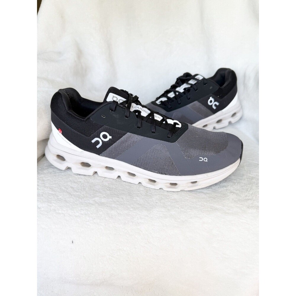 On Cloudrunner Mens Size 11 Eclipse Frost Black Gray Fitness Comfort Workout